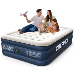 Queen Air Mattress with Built in Pump, 18 in Inflatable Bed, 48Hr Leak-Tested, Honeycomb Coil Support, 800 lbs Capacity, Fast 3-Min Inflation–Blow Up Mattress for Home Camping
