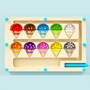 Wooden Number Color Classification Board Game, Learning Toy Number Counting Blocks with 0-9 Bead Pins, Portable Scratch Resistant, Suitable for Ages 3+, Christmas/easter Gift