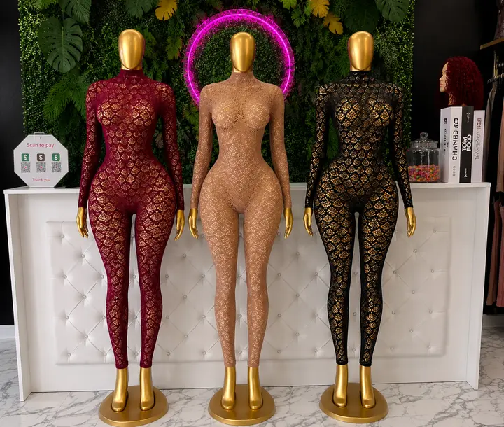 Jumpsuit see through long sleeve high stretch Womenswear