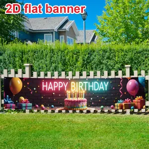 Large Happy Birthday Neon Sign Banner, Happy Birthday Decorations, Durable Polyester Material, Indoor Outdoor Decor, Party Wedding Anniversary, Easy Hang, Rainproof Home Decoration