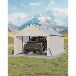 Gaomon 11'x20'x9' Large Size Enclosed Type Vertical Roof Metal Carport, Heavy Duty Steel Frame Outdoor Structure, All-Weather Protection for Full-Size Pickup Trucks, Requires Tools