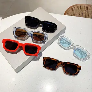 5 Pcs Men Vintage Rectangle Frame Sunglasses, Luxury Brand Design Retro Fashion Sun Glasses UV400 Shades Eyewear Women Goggles
