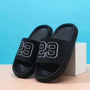 Men's Slippers Fashion Trendy Digital Print Lightweight EVA Casual Outdoor Sandals Boys Home Shoes with Number 23 Design Breathable Anti-Slip Odor-Proof Black EVA Material Comfortable for Daily Wear