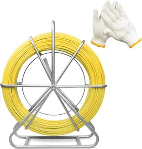6mm x 500ft Fishing Wire Duct Rodder, Fiberglass Fish Tape, Heavy-Duty Wire Running Rod with Durable Steel Stand, for Conduit and Electrical Installations outdoorfun