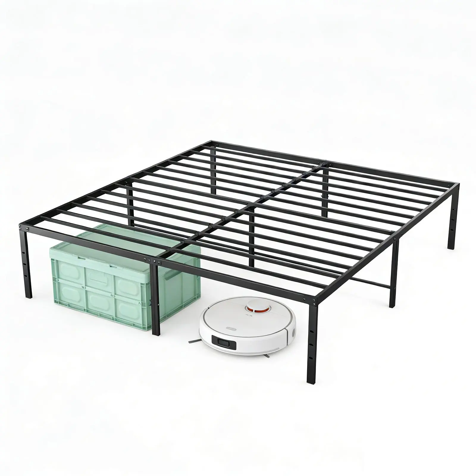 Heavy Duty Metal Bed Frame 16 Inch Platform Mattress Foundation Twin/Twin XL/Full/Queen/King, Noise-Free Steel Slats Support, 16" Underbed Storage, No Box Spring Required
