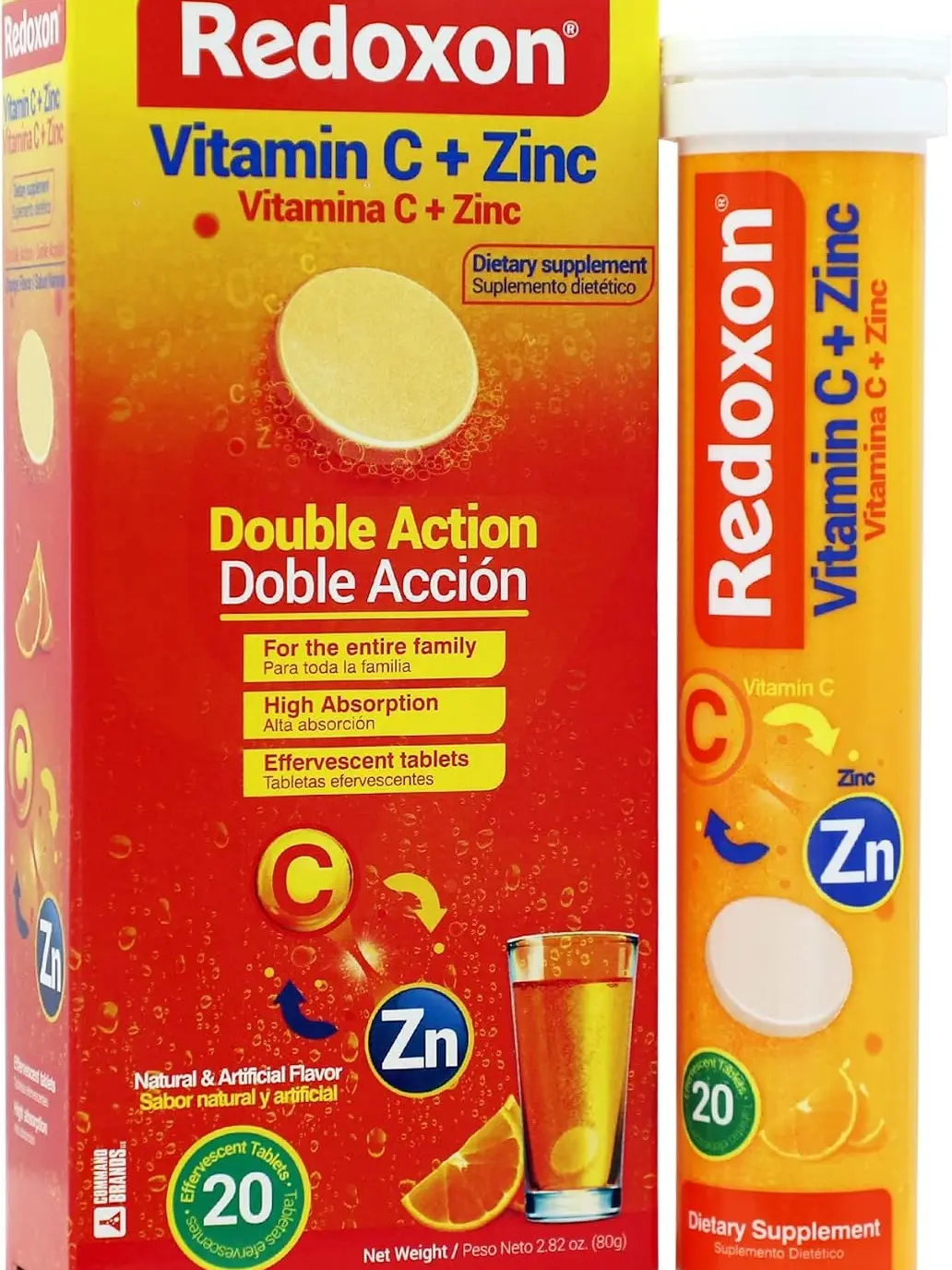 SALE 2026 !!! Redoxon Vitamin C + Zinc, Effervescent Tablets of Vitamin C and Zinc, Helps Support Your Immune System, Orange Flavor, 20 Effervescent Tablets, 2.82 Oz, Box
