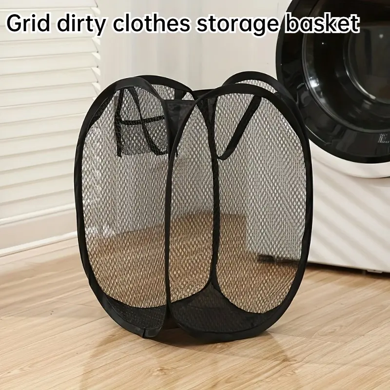 1 Foldable Pop-up Laundry Basket, Large-capacity Unlined Storage Basket with Ergonomic Handle, Portable Mesh Hamper, Suitable for Laundry Room, Bathroom, Bedroom, Living Room, a Great Home Storage Item, Can Be Used as a Housewarming Gift