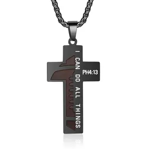 Sports Wind Stainless Steel Football Cross Color Drip Pendant Punk Hip Hop Trendy Men Titanium Steel Necklace