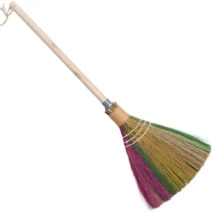 Vietnamese colorful straw soft broom natural whisk broom sweeping broom broom for cleaning decorations item indoor outdoor wedding broom with length