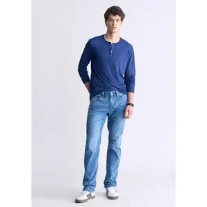 Six Men's Straight Jeans, Contrasted Blue - BM26028