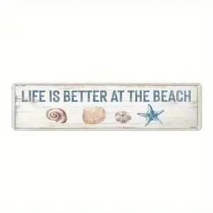 Beach Theme Vintage Sign, Life Is Better At The Beach Sign, Waterproof & Dustproof Wall Art, Wall Decor for Home, Kitchen, Bar, Coffee Shop, Garage, Vintage Plaque Decor, Home Decor Products