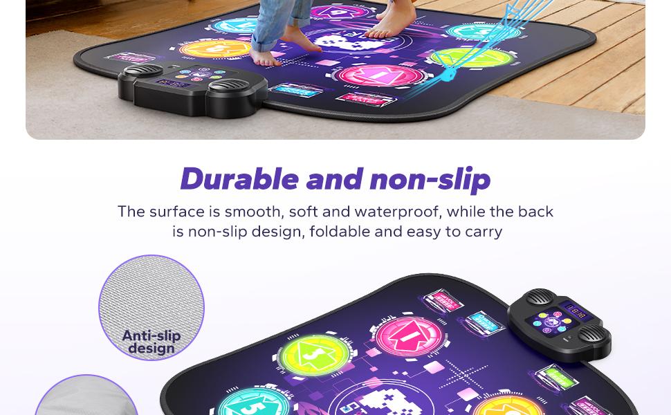 Merach Dance Mat Bluetooth Electronic Dance Pad with Light-up 6-Button 8-Button Built-in Music Dance Game Toy Gift for Kids Girls Boys 3-12 Years Old Portable Play
