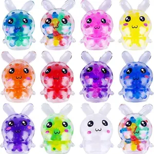 12 Pcs Easter Bunny Mini Squeeze Balls,Random Color Easter Basket Stuffers, Easter Egg Fillers, Kawaii Squishies Stress Relief Fidget Toys for Kids Boys Girls Toddlers Gifts Party Favors
