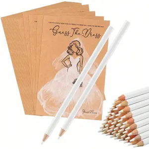 20pcs/set wedding shower game with 10 cards and 10 water-soluble pencils, a bridal shower game prepared for guests, including wedding shower game cards and water-soluble pens. Fun wedding decorations, party supplies, game creativity