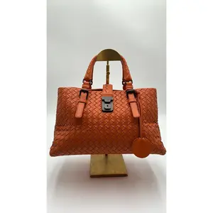 Pre-owned Leather Luxury Bags & Accessories Bottega Veneta Roma Intracciato 2 way Bag, Orange Date Code: 804839561A Entrupy ID: GCXB3RK