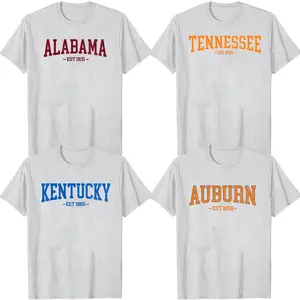 Vintage Distressed Varsity State T-Shirt Unisex Graphic Tee Athletic Style Casual Outfit for Students, Gift for Friends on Back to School & Holidays