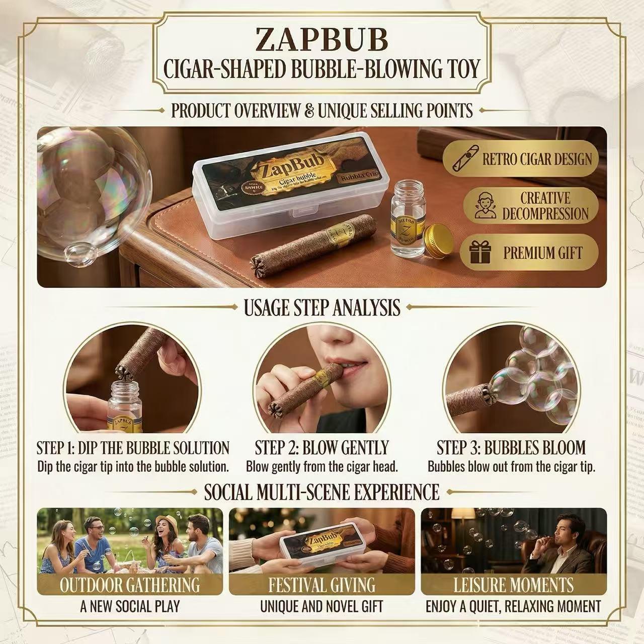 Novelty Cigar Bubble Toy-Bubble Maker for Stress & Anxiety Relief, Relaxing Sensory Toys for Adults , Fun Party Gift for Men Women