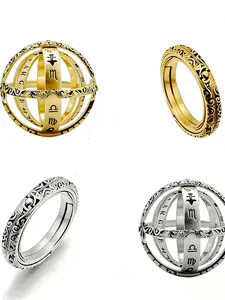 Rotate the interstellar romance! Exquisite astronomical ball ring, Statement Rings, astronomical spherical ring and pendant combination, retro style toy with copper gilding process, unique Christmas gift, suitable for all occasions