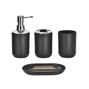 Bathroom Accessories Set, Including Toothbrush Holder, Toothbrush Cup, Soap Dispenser, Soap Dish, Toilet Brush Holder, Trash Can, Bathroom Supplies, Bathroom Organizer Supplies, Bathroom Essentials Accessories