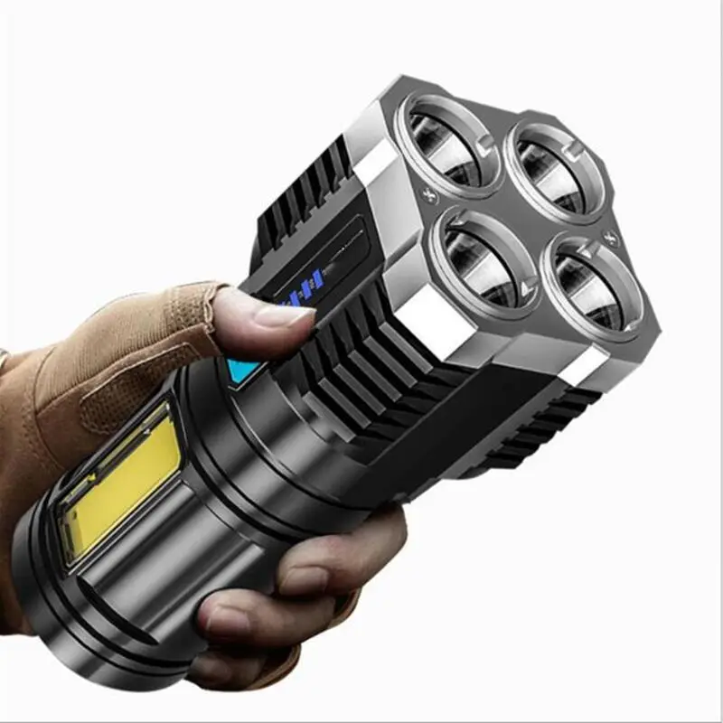 Multifunctional LED Flashlight, Portable USB Rechargeable Handheld Flash Light, Waterproof Emergency Light, LED Light for Outdoor Camping Fishing Hiki