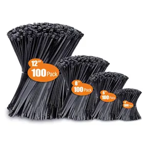 Zip Ties Assorted Sizes(4”+6”+8”+12”), 400 Pack, Black Cable Ties, UV Resistant Wire Ties