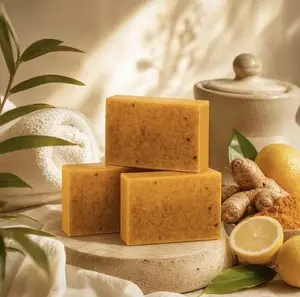 Lemon Turmeric 3pcs Kojic Acid Soap - Gentle Dark Spot Remover for Face Acne Cleanser Cream Cleansing turmeric soap Face Facial Skincare Radiant Comfort