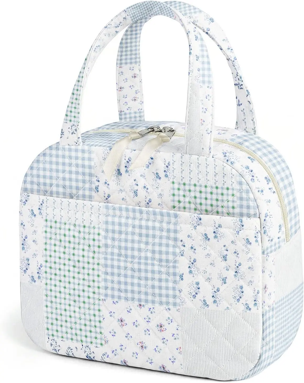 Quilted Lunch Box for Women,Coquette Aesthetic Lunch Box for Teen Girls,Cute Floral Lunch Bags for Work, School,Office,Picnic,Travel ，meal, bag Cute Bento Bag travel essentials Puffy soft fabric