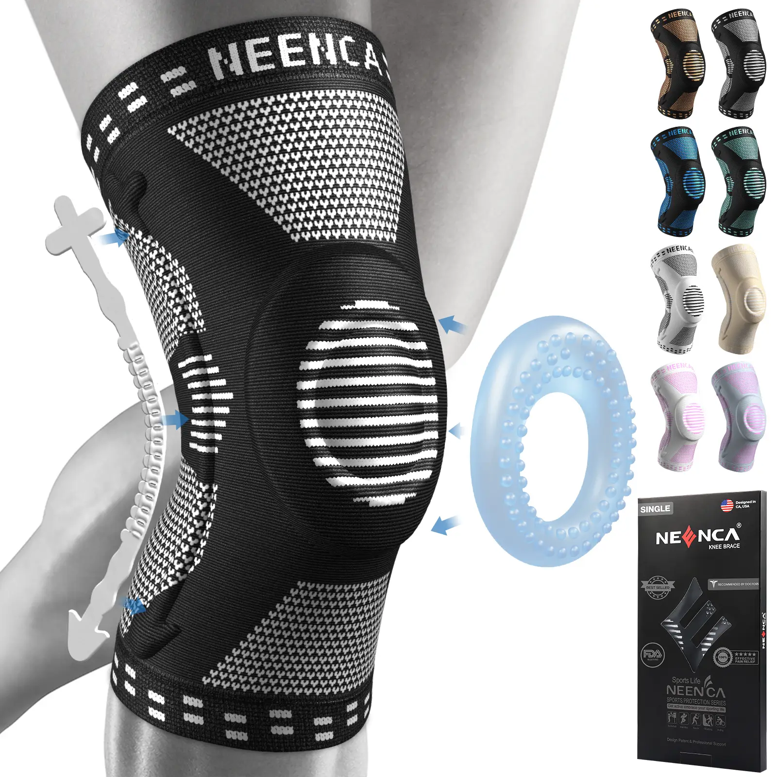 【Jointguard】NEENCA Sports Knee Sleeve for Runner, Workout, Gym, Basketball, Volleyball, Hiking Spicy Dill knee pain Breathable Sponge Knee Pads Tool v