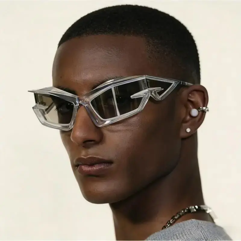 New Balenciaga Shield Sunglasses Futuristic Wraparound Bold Unisex Balenciaga Shield Wrap Sunglasses White/Silver/Grey (BB0232S  main image 4