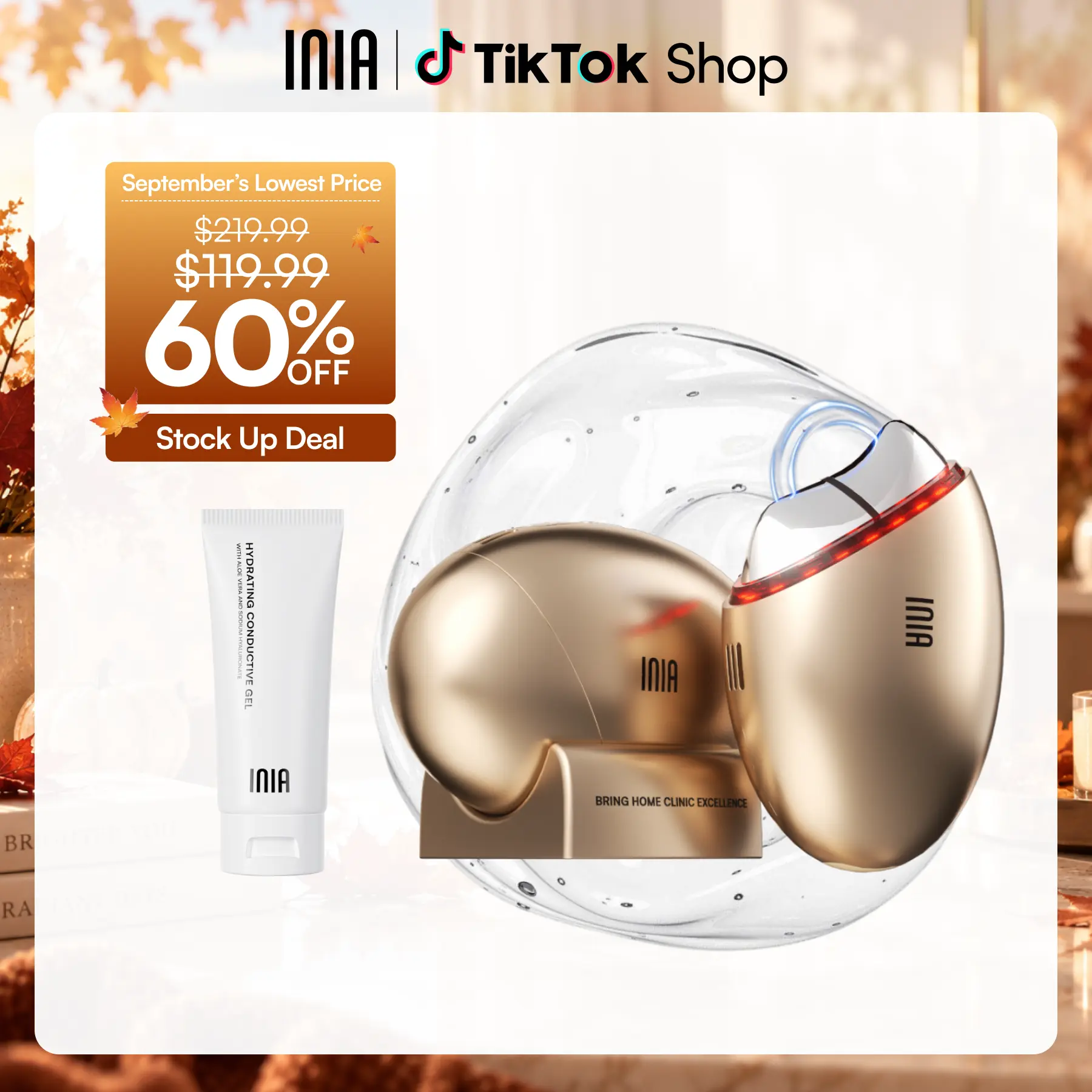 INIA GLACE Microcurrent Lymphatic Drainage Beauty Device | EMS Microcurrent-Activated Deep Drainage with Red & Blue Light, Thermal & Cryo Therapy for Instant De-Puff, Snatched Lift, Face & Neck Sculpting, Summer Beauty Gift Ideas