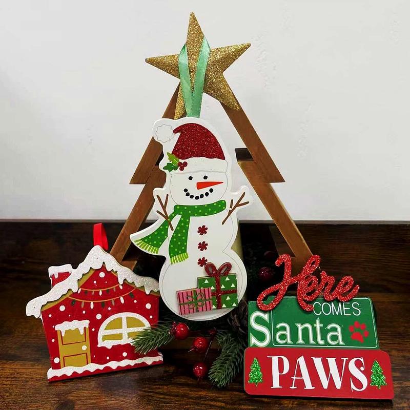 Crazy Little Mustang 3ps Christmas-Themed Ornaments Set 3-Piece Christmas Pattern Tree Decorations for Home Party Festive Atmosphere Perfect Gift Throw Cushions