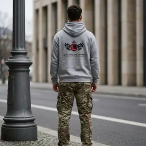 L.E.A.D Athletic Hoodie - Grey Hooded Sweatshirt with Winged Logo for Men