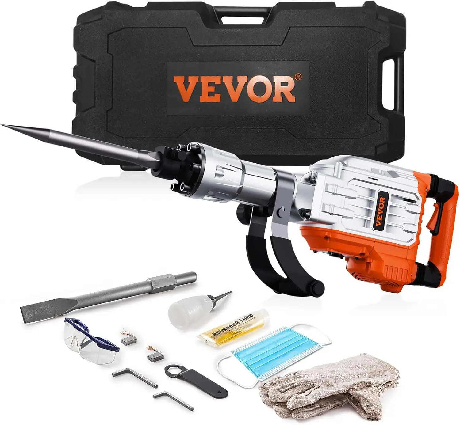VEVOR Demolition Jack Hammer, 3500W Jack Hammer Concrete Breaker, 1900 BPM Heavy Duty Electric Jack Hammer, 2pcs Chisel with Gloves & 360°C Swiveling
