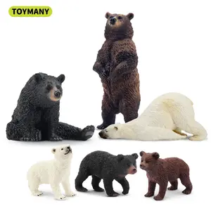 6PCS Wild Bear Figurines Playset, Realistic Brown Bear Black Bear Polar Bear Family Figures with Cubs, Educationaly for Kids Toddlers, Cake Toppers & Collector Display, Solid Plastic, startoy