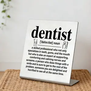 Funny Dental Office Sign, Dentist Appreciation Gift, Dental Hygienist Thank You Present, Stainless Steel Desktop Plaque, Home Office Decor