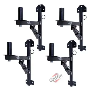 4-PACK Wall Mount Brackets for PA Speakers By GRIFFIN | Securing Locking Pin & 3 Horizontal Level Tilt Adjustments | DJ On Stage Studio Monitor Stands | All Steel Pro-Audio Speaker 35mm Pole Holder
