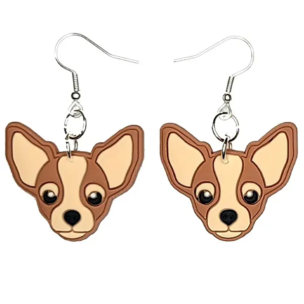 Chihuahua Dog Puppy Earrings Hypoallergenic Silver Plated Fishhooks Yazzle Dazzle Original Artwork Woof Bark Doggy Chihuahua Mix