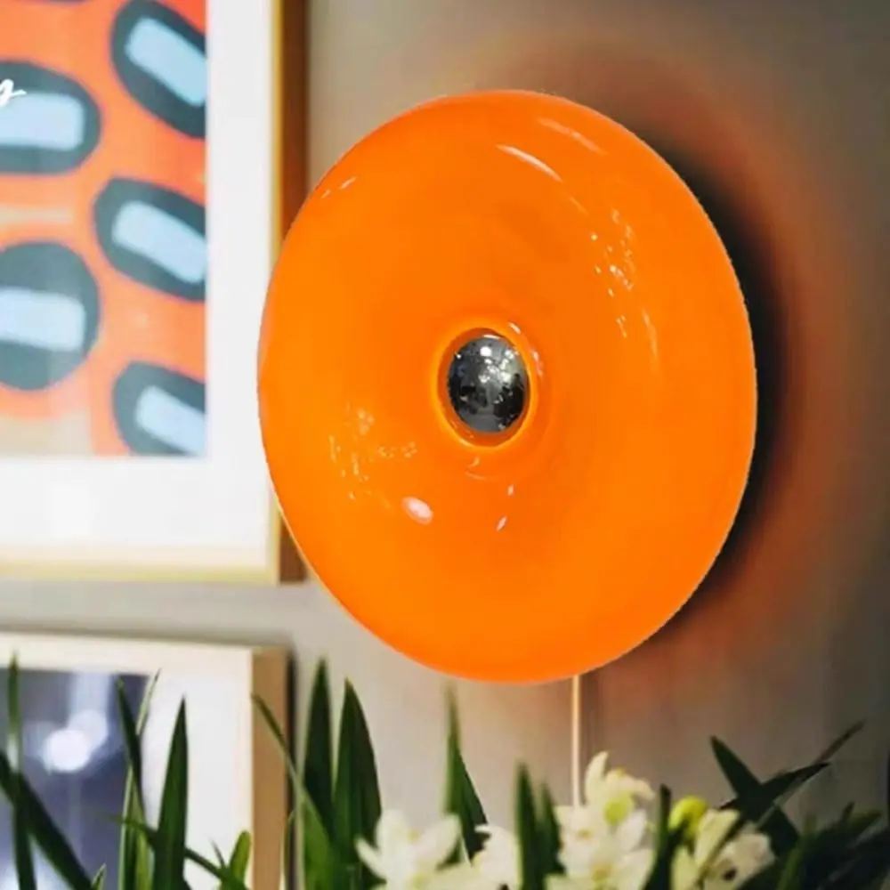 RGB Donut Lamp,Plug-in Bedside Lamp Or Plug-in Wall Sconces,Mid Century Modern Decor Wall Mount Lamps,Creative Orange Light for Living Room,Reading Room,Hallway Ambient Lighting