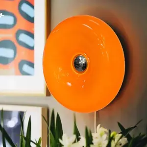 RGB Donut Lamp,Plug-in Bedside Lamp Or Plug-in Wall Sconces,Mid Century Modern Decor Wall Mount Lamps,Creative Orange Light for Living Room,Reading Room,Hallway Ambient Lighting