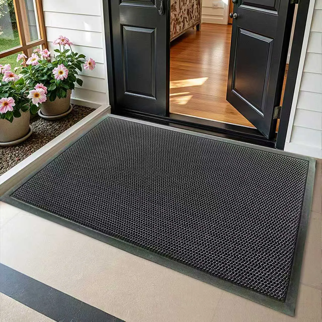 Mesh Quick-Dry Door Mat - Heavy-Duty Dirt Trapper, Non-Skid Mats, Low-Profile, Machine Washable Rug for Outdoor & Indoor Entrances, Patios