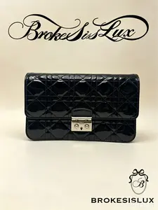 Pre-owned Dior Black Patent Leather Cannage Quilted Flap Bag with Silver CD Logo Lock Designer Handbag
