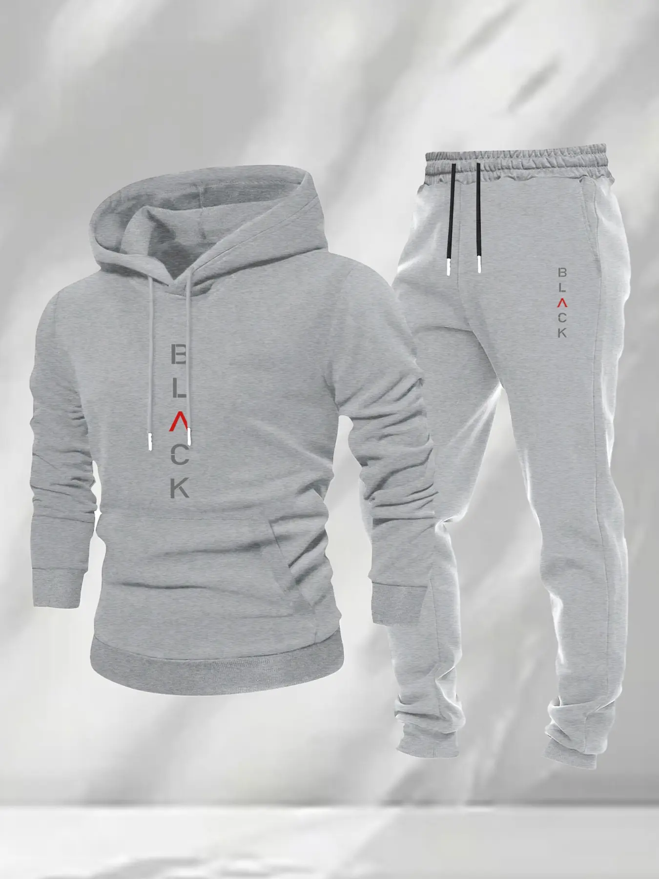 Men's Fall/winter Hooded Sweatshirt Set, Loose Fit Long Sleeve, Casual Letter Pattern, Elastic Waist Pants, Outdoor Sports & Travel, Streetwear Tracksuit Set