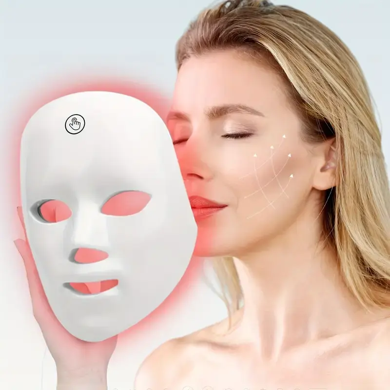 USB Rechargeable 7-Color Light Therapy LED Face Mask, Suitable for Daily Facial Use - Facial Skincare Tool