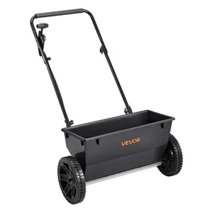 VEVOR Walk-Behind Push Spreader, 50LBS Capacity, Drop Spreader with Hopper Grate, 18 in Spreading Width & 30 Settings, 10 in All Terrain Tires, Garden & Lawn Spreaders for Seed, Fertilizer