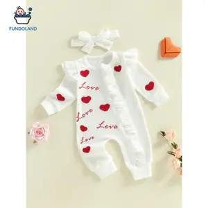 Newborn Baby Girl Valentine's Day Costume - Heart-Print Infant Romper Jumpsuit, Baby Girls Clothing, Newborn Onesies