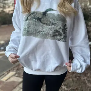 Flying Mallard Vintage Oversized Print Crewneck Sweatshirt