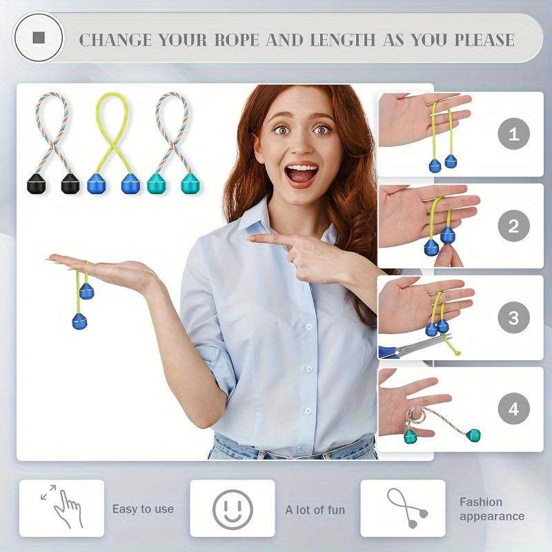 One aluminum alloy finger yo-yo with 2 beads and string - a great toy for adults to relax their hands and improve dexterity, a fun holiday gift (string color may vary).