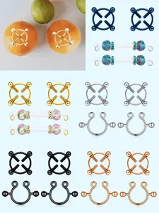 Adjustable No Piercing Fake Nipple Rings, Stainless Steel & Silicone Material, All Seasons, Screw Clip Style, 2 Pairs, Unisex Jewelry