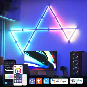6/9 Pack Smart RGB Color-Changing Modular Lights DIY Indoor Wall-Mounted Gaming Desk Ambient Lighting, App-Controlled RGB Color-Changing Microphone Lights, LED Modular Wall Sconces