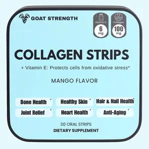 Goat Strength Beauty + Collagen Strips with 100 mg Collagen Peptides & 6 mg Vitamin E Mango Flavor Oral Supplement for Skin Hair & Nail Health